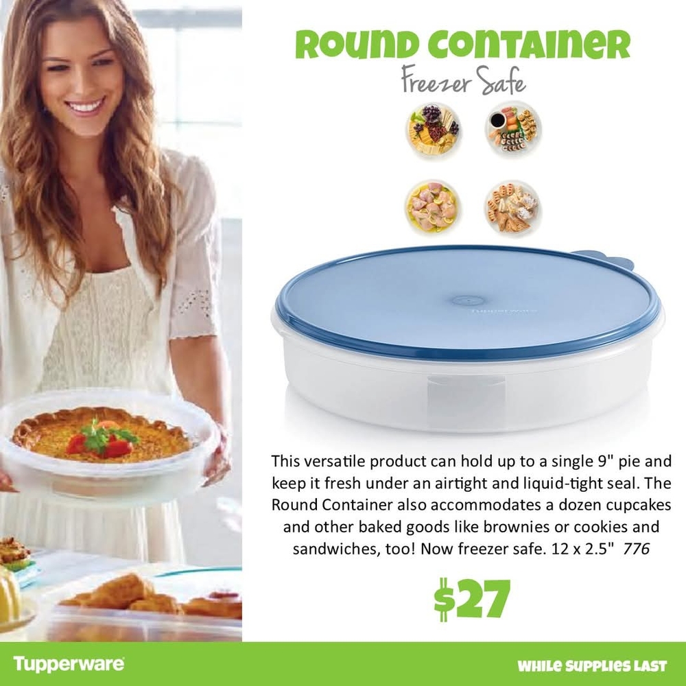 Tupperware Blue Round Freezer Safe Container